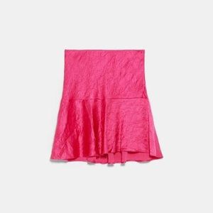 Zara “wrinkle” effect satin skirt